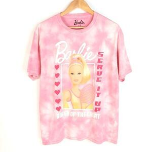 BARBIE Serve It Up Queen Of The Court Graphic Tee Large Y2K Barbiecore